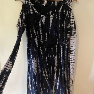 Hard Tail Black and White Tie-Dye Long Sleeve Dress